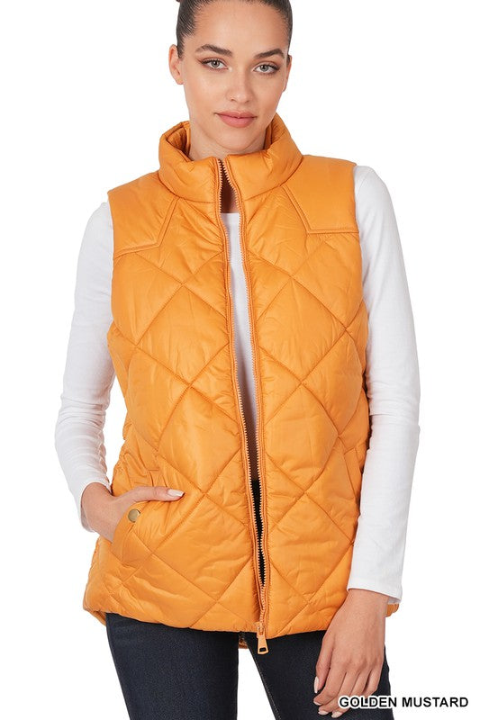 Raylin DIAMOND QUILTED ZIP FRONT VEST