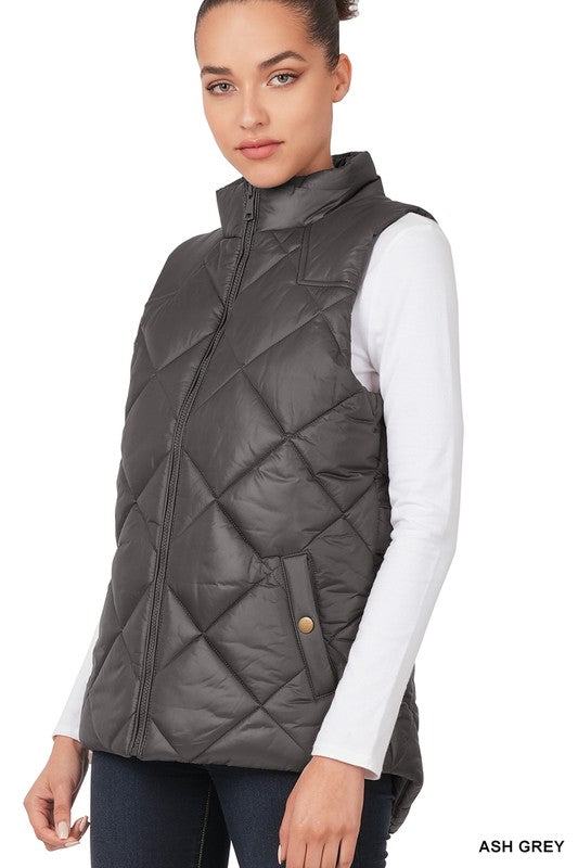 Raylin DIAMOND QUILTED ZIP FRONT VEST