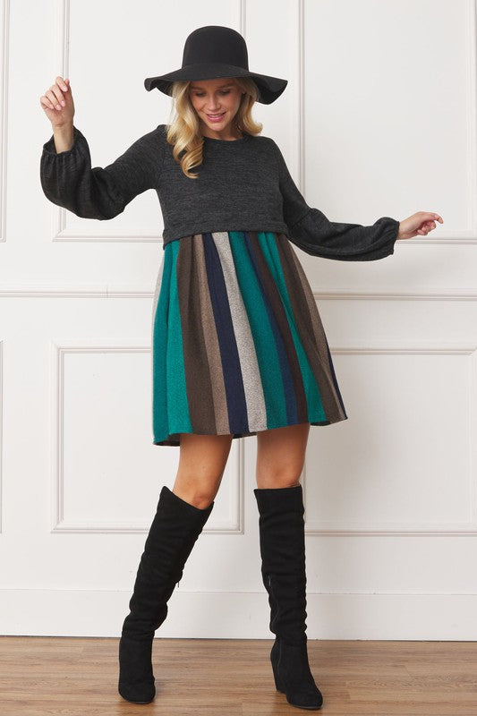 Chase Plus Balloon Sleeve Pullover Dress