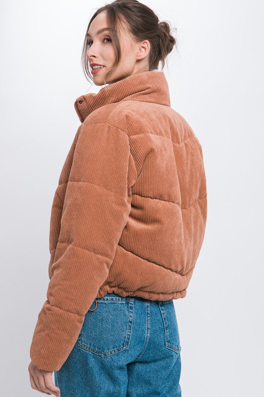 Ashley Corduroy Puffer Jacket with Toggle Detail