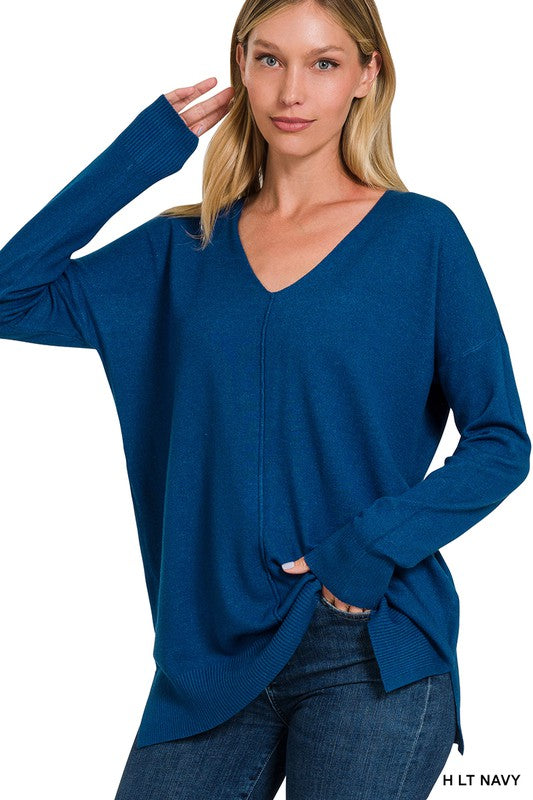 Cecily GARMENT DYED FRONT SEAM SWEATER
