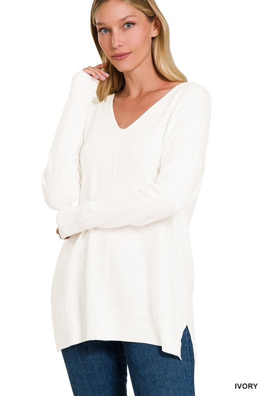 Cecily GARMENT DYED FRONT SEAM SWEATER