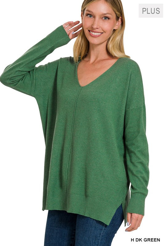 Cecily PLUS GARMENT DYED FRONT SEAM SWEATER