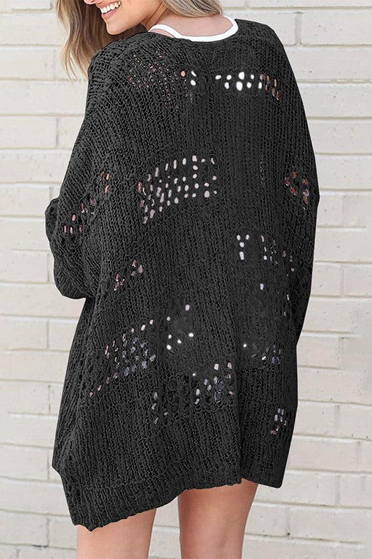 Hallie Crochet Dolman Knit Sleeve Cardigan