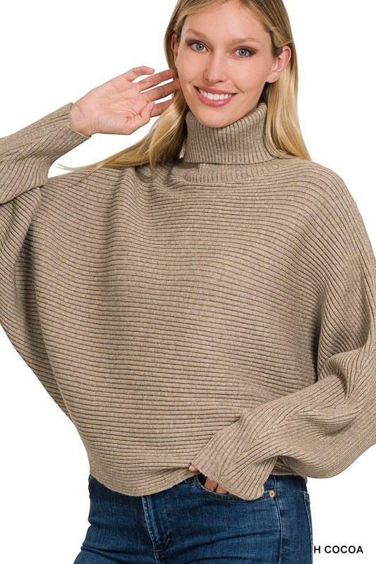 Naomi Viscose Dolman Sleeve Turtleneck Sweater