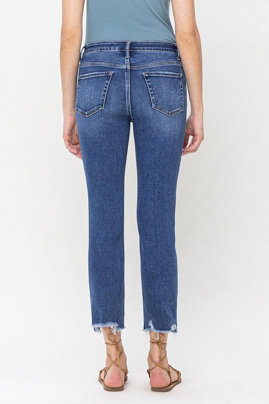 Gema High Rise Crop Slim Straight Jeans