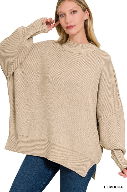 Brave Side Slit Oversized Sweater
