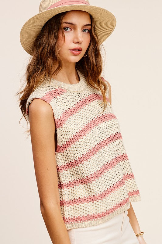 Sloane Chunky Stripe Sleeveless Sweater Top