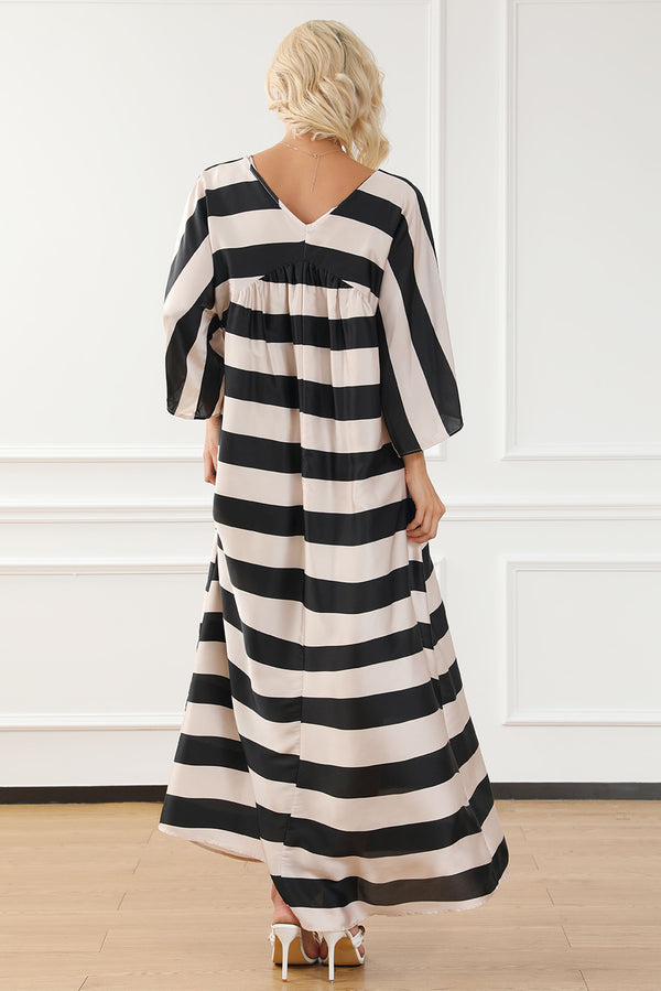 Starlyn Striped V-Neck Ruched Dress