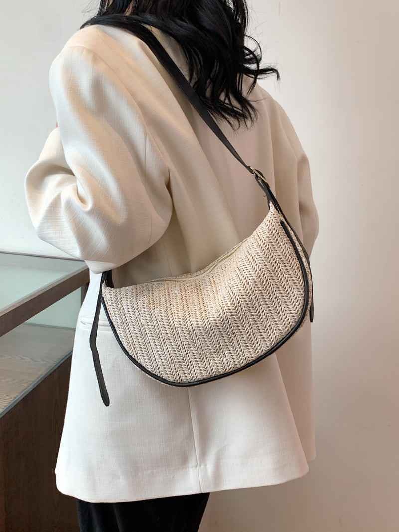 Straw Weave Adjustable Strap Shoulder Bag