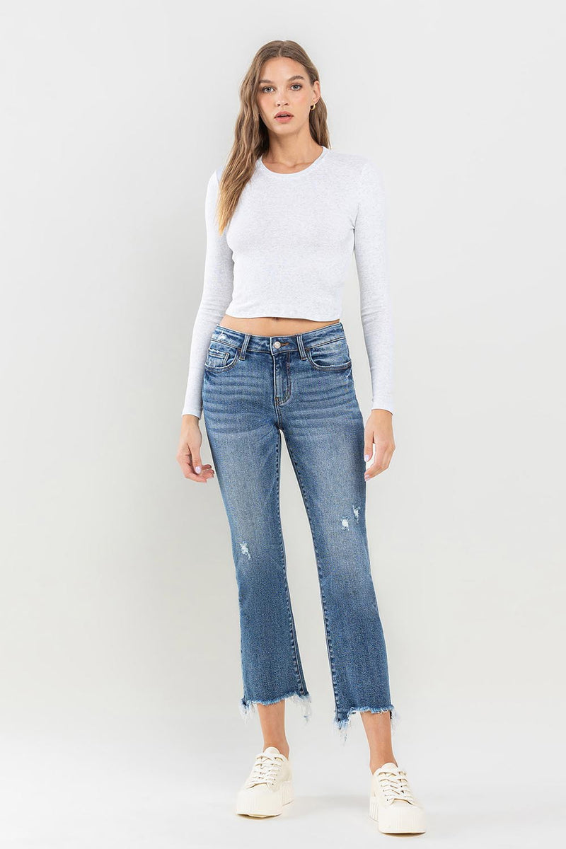 Julia Lovervet Mid Rise Frayed Hem Jeans