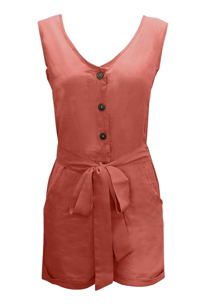 Holland Full Size Tied V-Neck Sleeveless Romper with Pockets