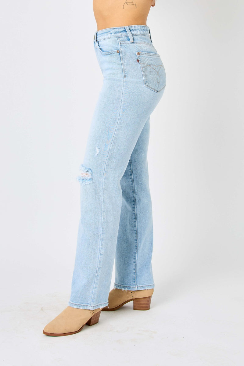 Rhune Judy Blue Full Size High Waist Distressed Straight Jeans