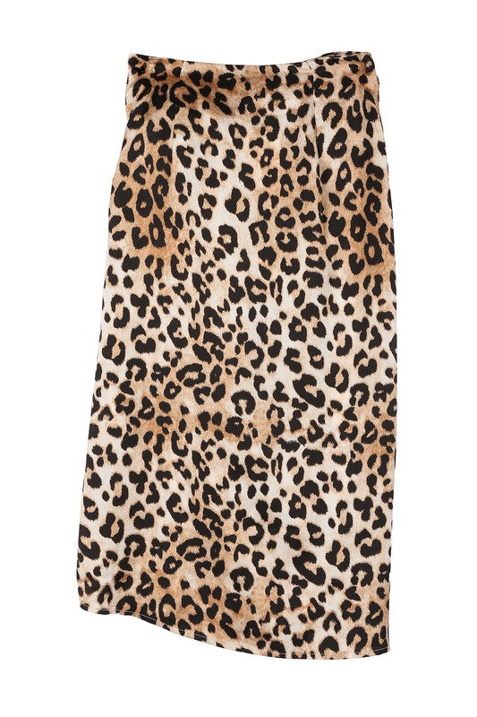 Charlotte Satin leopard tie skirt