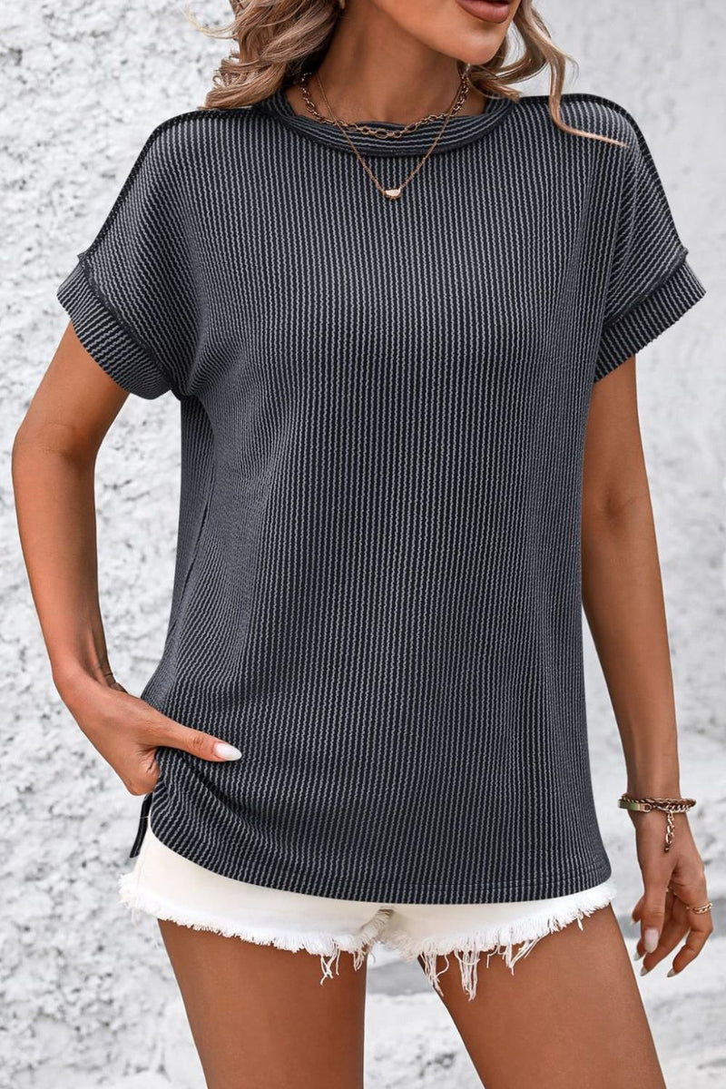 Zadie Striped Round Neck Short Sleeve T-Shirt