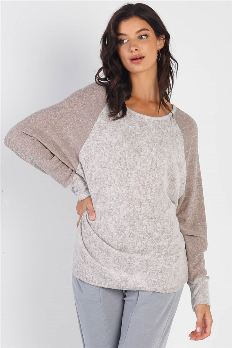 Ethan Round Neck Long Sleeve Contrast Top