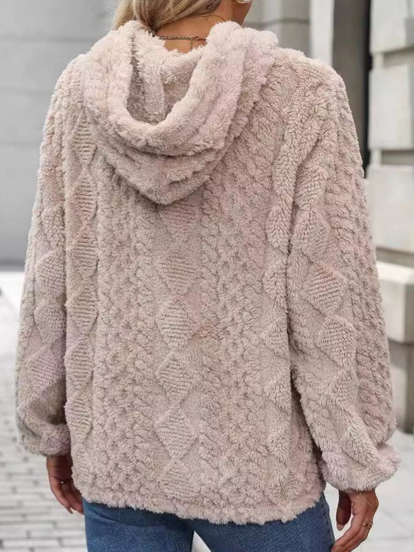 Amelia Drawstring Long Sleeve Plush Hoodie