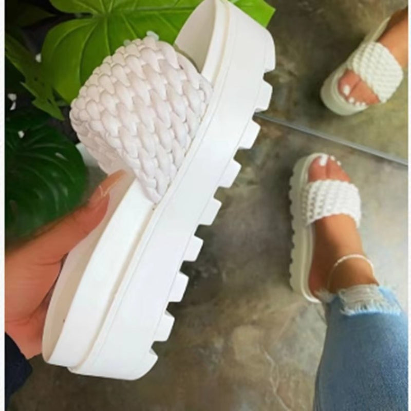 Asha Faux Leather Open Toe Platform Sandals