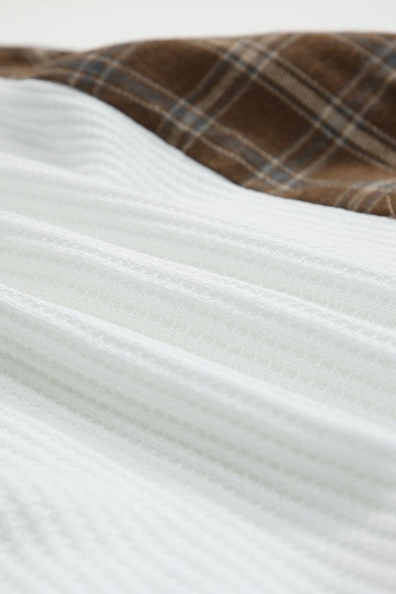 Gavin Waffle Knit Plaid Long Sleeve Kangaroo Pocket Hoodie