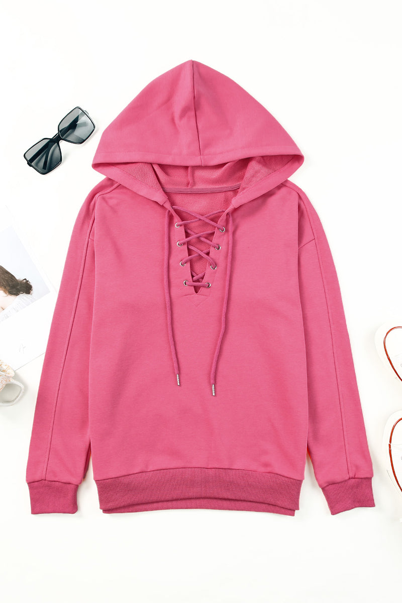 Macy Lace-Up Dropped Shoulder Hoodie