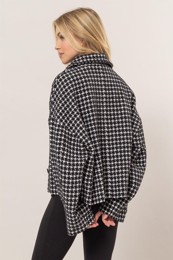 Mason HYFVE Tweed Plaid Button Up Collared Neck Jacket