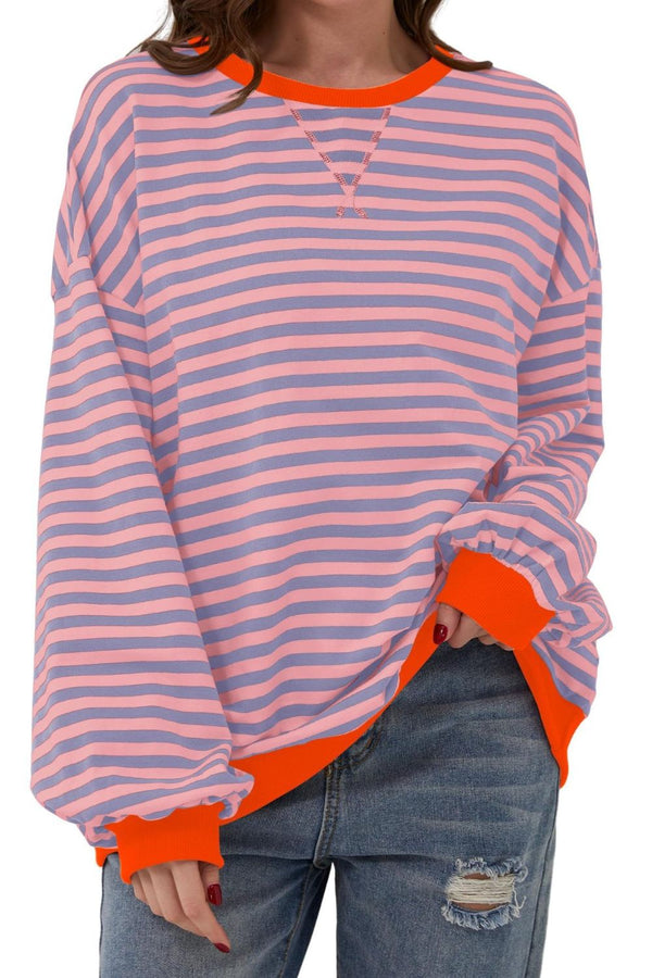 Finn Striped Round Neck Long Sleeve Sweatshirt