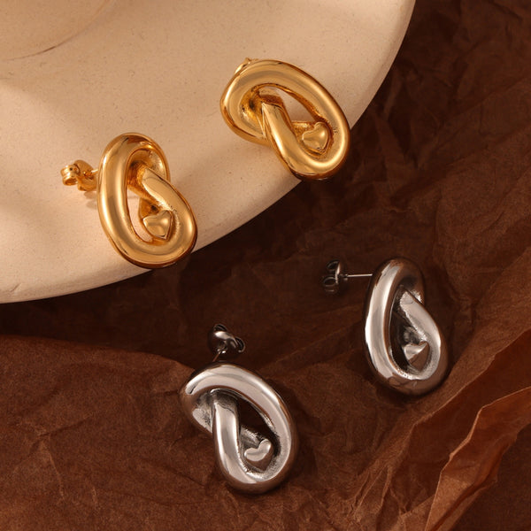 Piper Titanium Steel Knot Stud Earrings