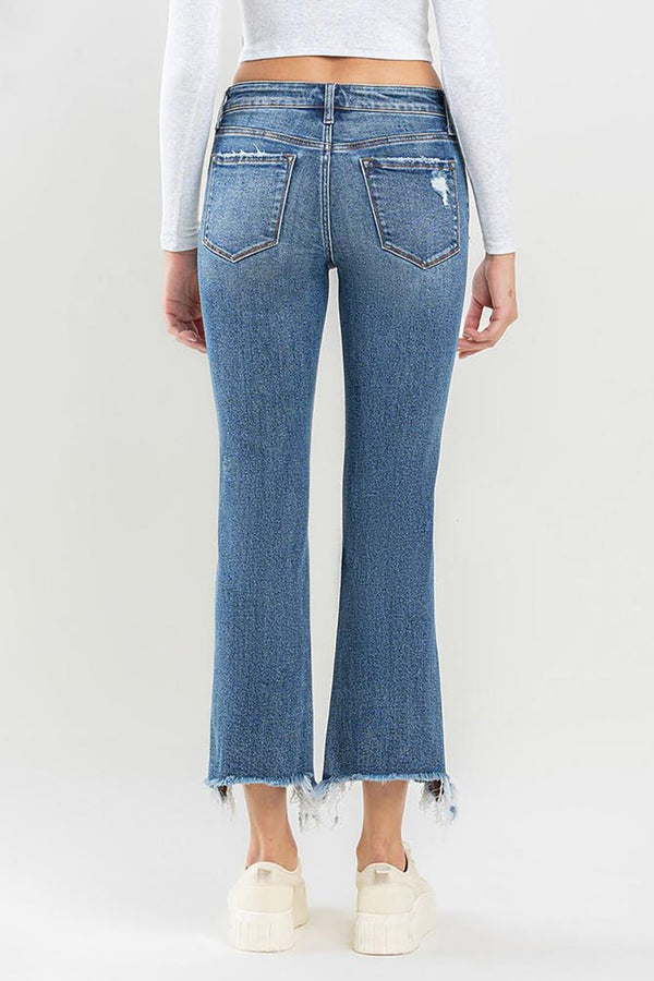 Julia Lovervet Mid Rise Frayed Hem Jeans
