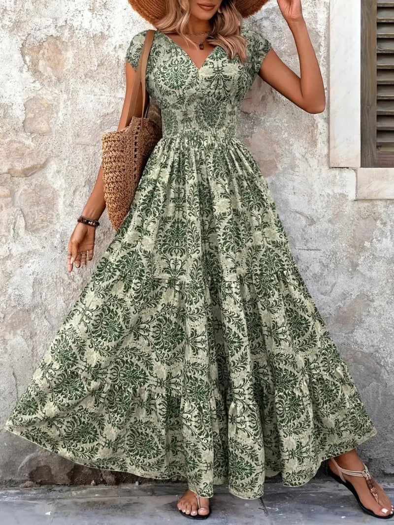 cap sleeve maxi dress formal Cap-Sleeve Long Jersey Formal Dress: La Femme 30874 Dark Berry / 2