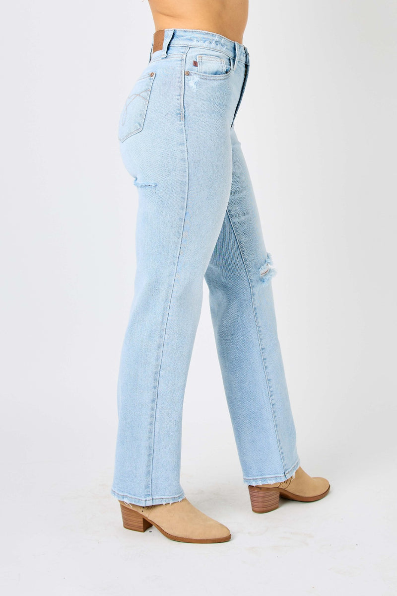 Rhune Judy Blue Full Size High Waist Distressed Straight Jeans