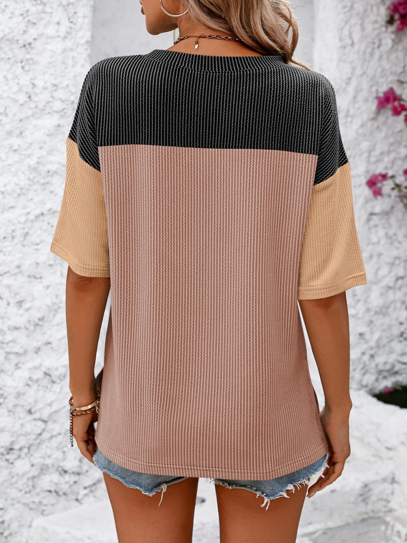 Maddison Color Block Round Neck Half Sleeve T-Shirt
