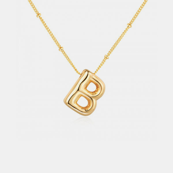 Gold-Plated Letter Pendant Necklace
