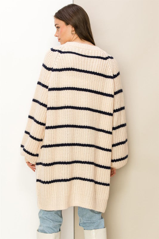 Renee Oversized Striped Sweater Cardigan