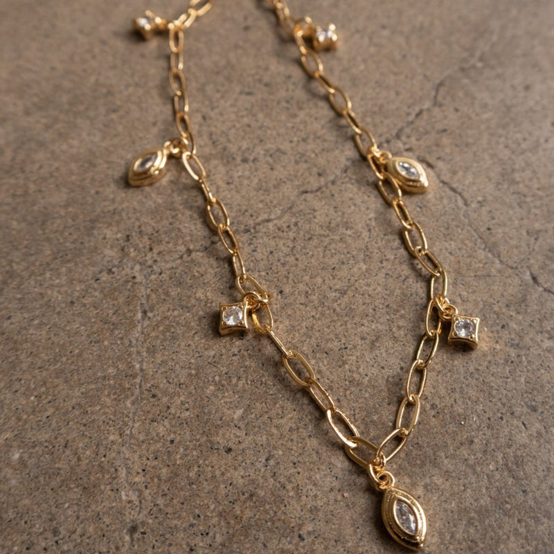 Crue 18K Gold-Plated Copper Inlaid Zircon Necklace