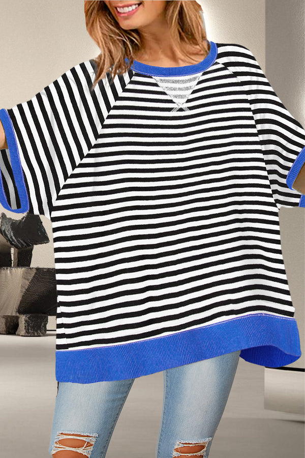 Brianda Striped Round Neck Half Sleeve T-Shirt