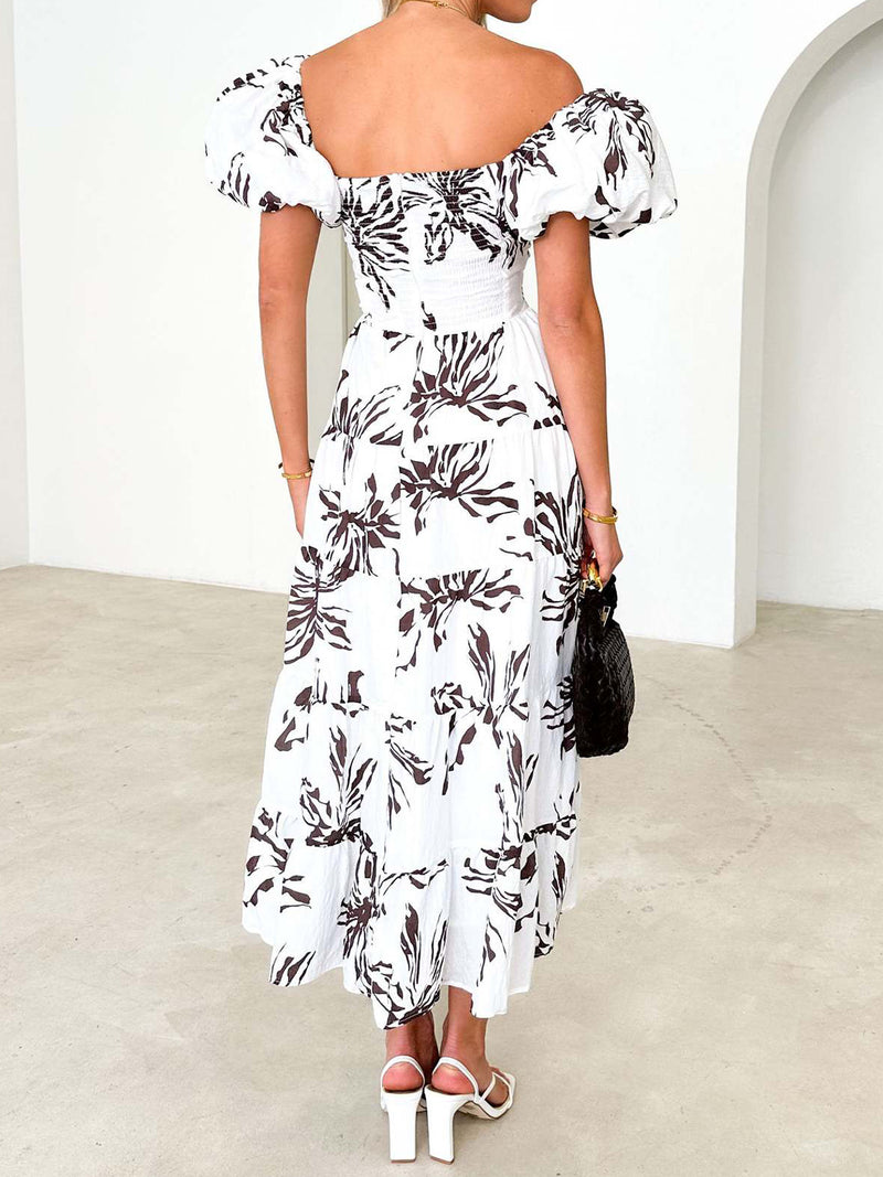 Mabel Twisted Printed Puff Sleeve Dress