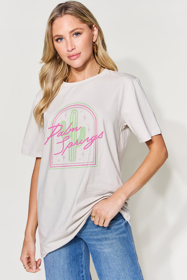 Palm Springs Full Size Graphic Round Neck Short Sleeve T-Shirt