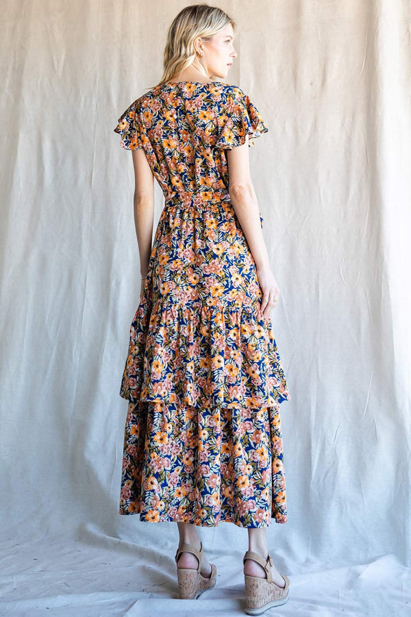 Kehlani Floral Ruffled Midi Dress