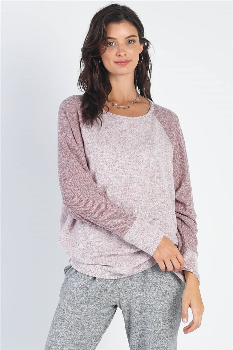 Ethan Round Neck Long Sleeve Contrast Top