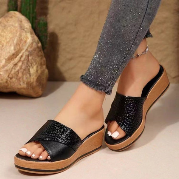 Selene Faux Leather Open Toe Sandals