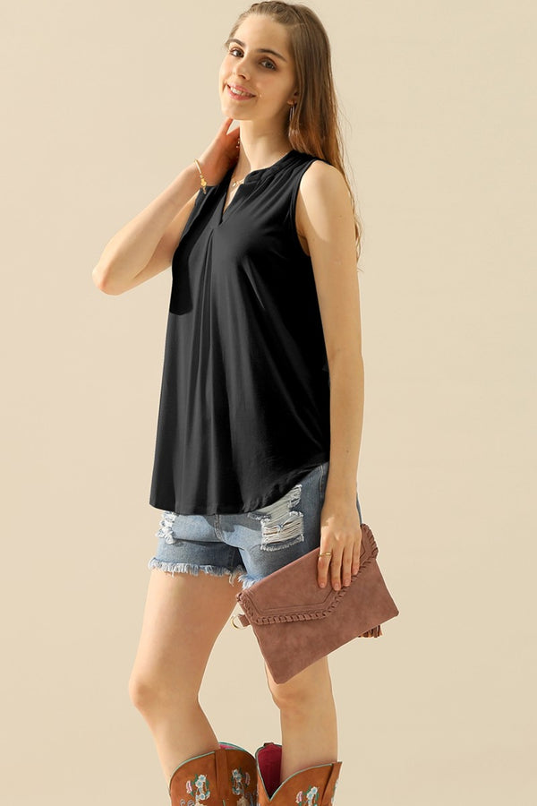 Kristina Full Size Notched Sleeveless Top- Deal of the Day!