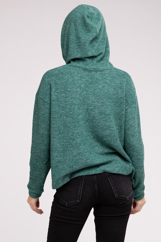 Elyse Hooded Brushed Melange Hacci Sweater