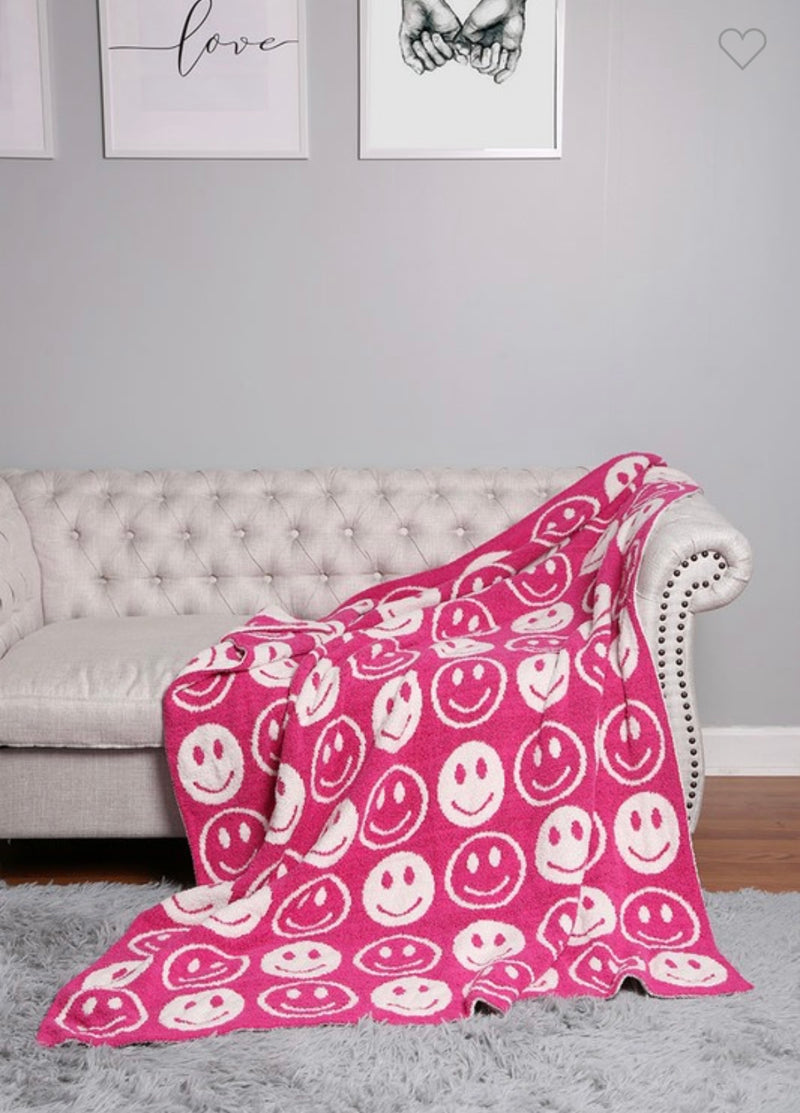 Lilly Smiley Face Print Luxury Soft Throw Blanket *Preorder