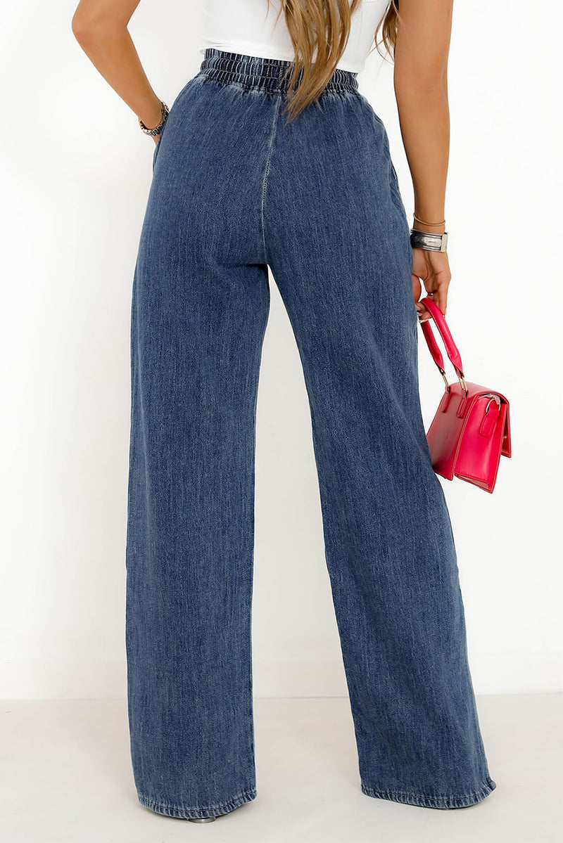 Everly Slit Wide Leg Jeans with Pockets