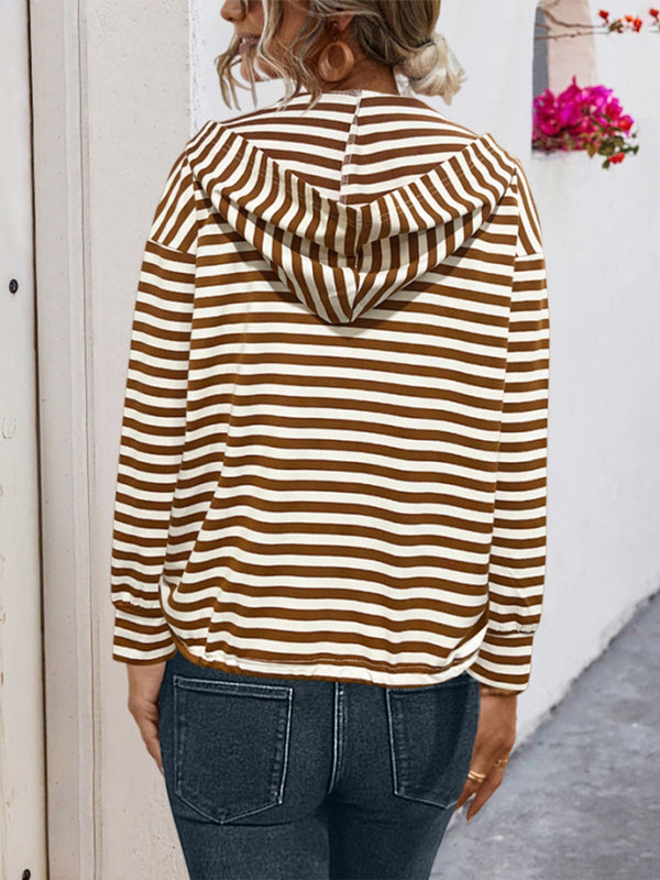 Annie Drawstring Striped Long Sleeve Hoodie