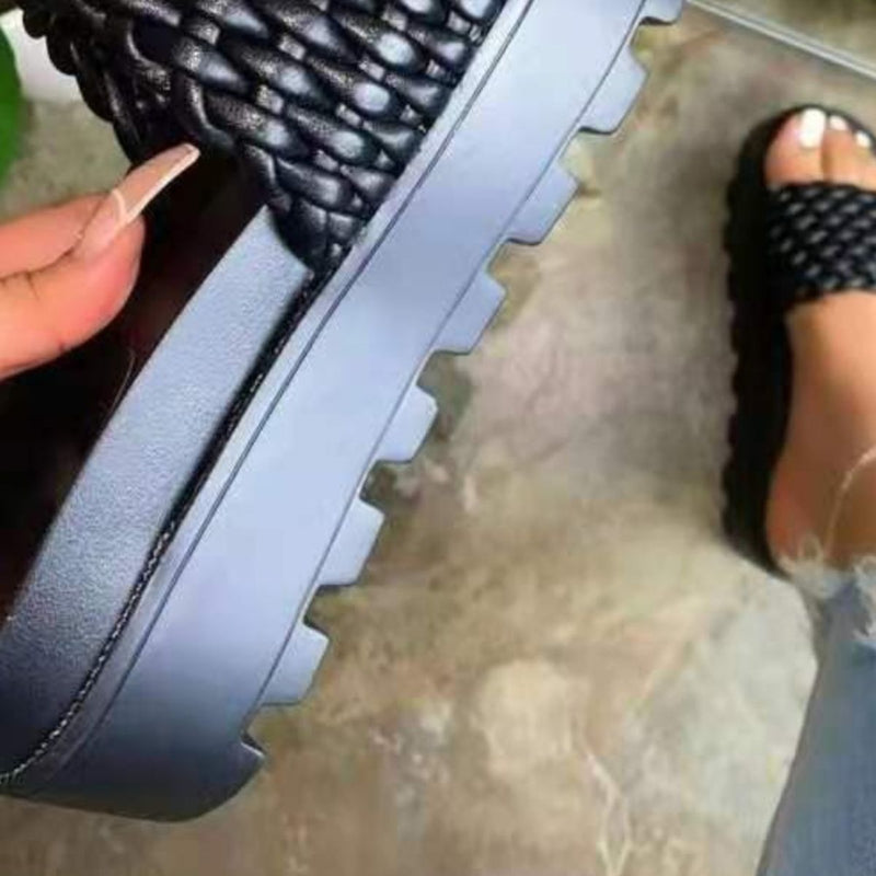 Asha Faux Leather Open Toe Platform Sandals