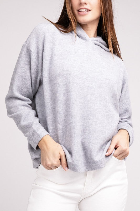 Elyse Hooded Brushed Melange Hacci Sweater