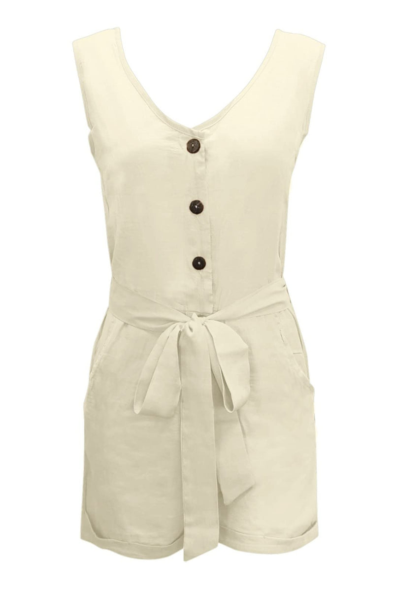 Holland Full Size Tied V-Neck Sleeveless Romper with Pockets