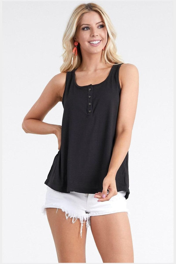 Henley Square Neck Half Button Tank - Deal of the Day!