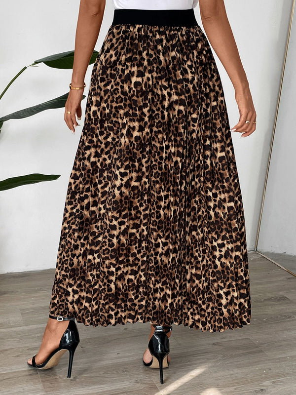 "OH. MY. GOD!" Perfee Pleated Leopard Maxi Skirt